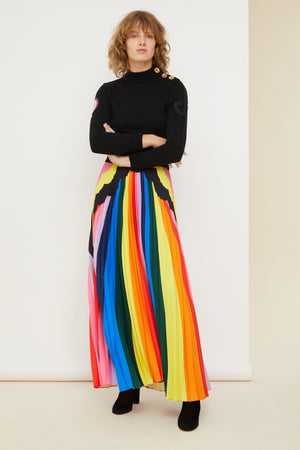 Psychedelic pleated maxi skirt