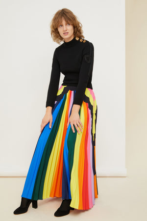 Psychedelic pleated maxi skirt