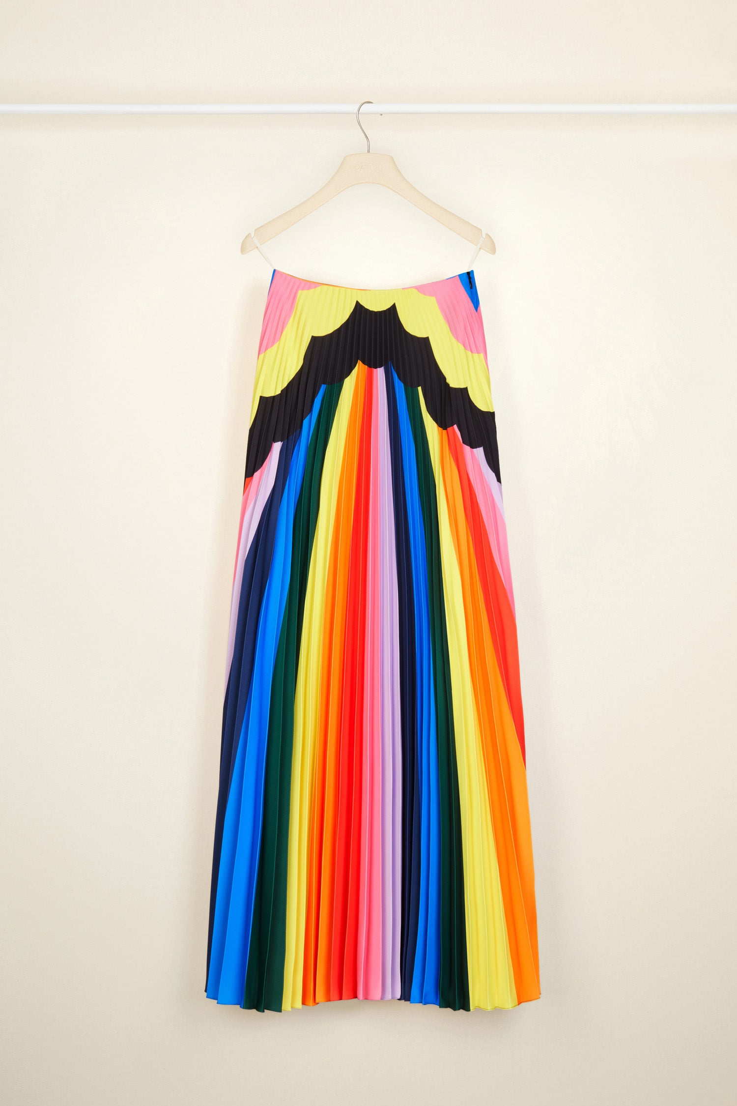 Patou - Psychedelic pleated maxi skirt - A Psychedelic World - A joyful rainbow of Patou brights over couture sunray pleats. Multicoloured cady pleated maxi skirt. Featuring Act 1’s hand-drawn psychedelic-style print. Zip fastening at the side.
