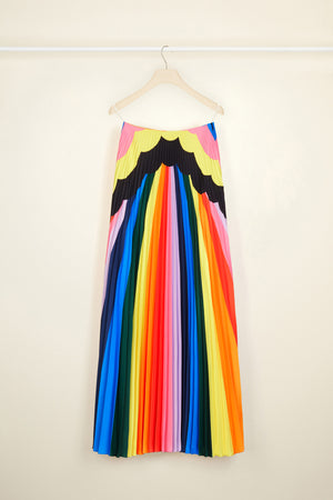 Psychedelic pleated maxi skirt