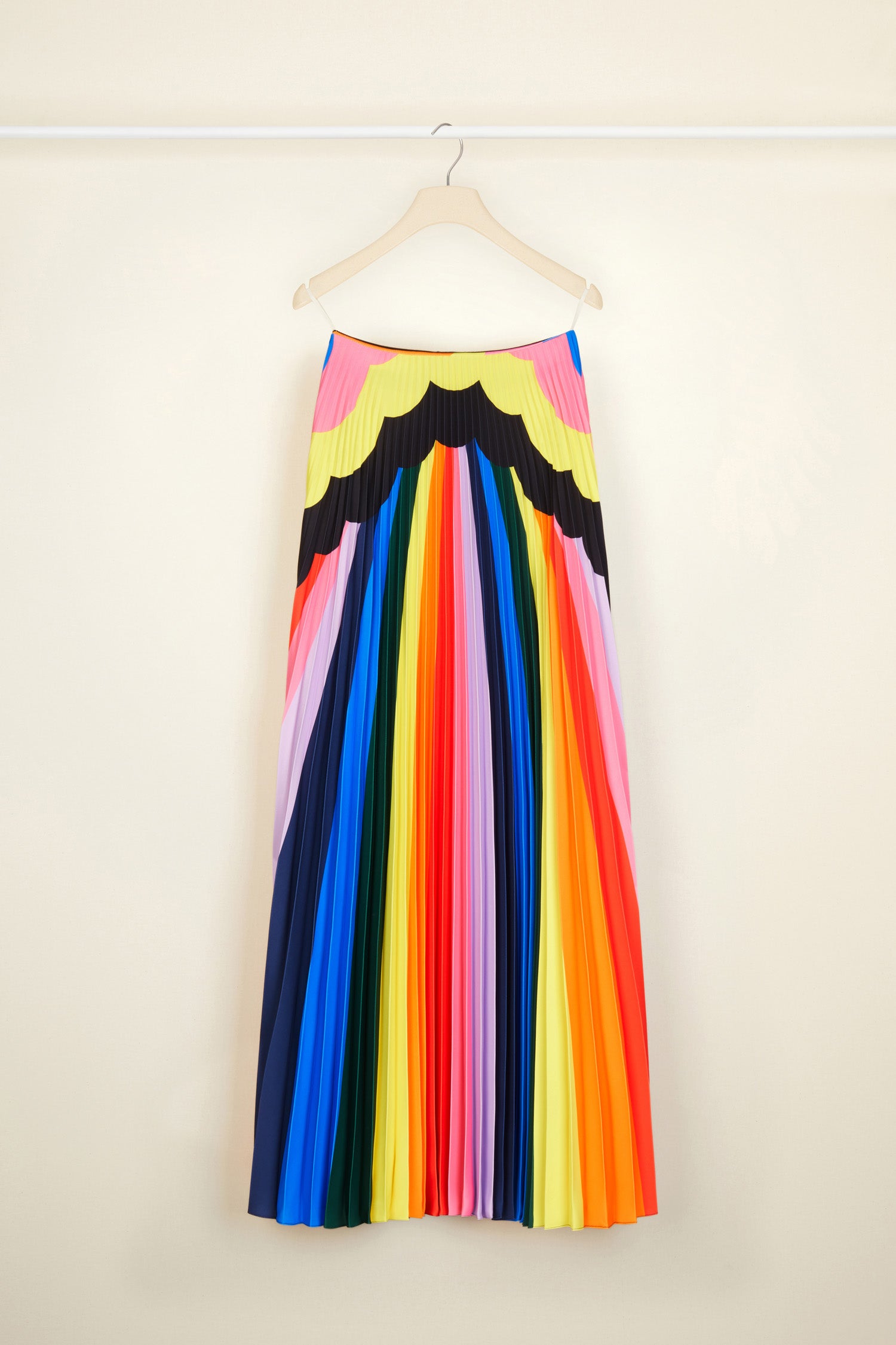 Patou - Psychedelic pleated maxi skirt - A Psychedelic World - A joyful rainbow of Patou brights over couture sunray pleats. Multicoloured cady pleated maxi skirt. Featuring Act 1’s hand-drawn psychedelic-style print. Zip fastening at the side.