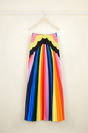 Psychedelic pleated maxi skirt