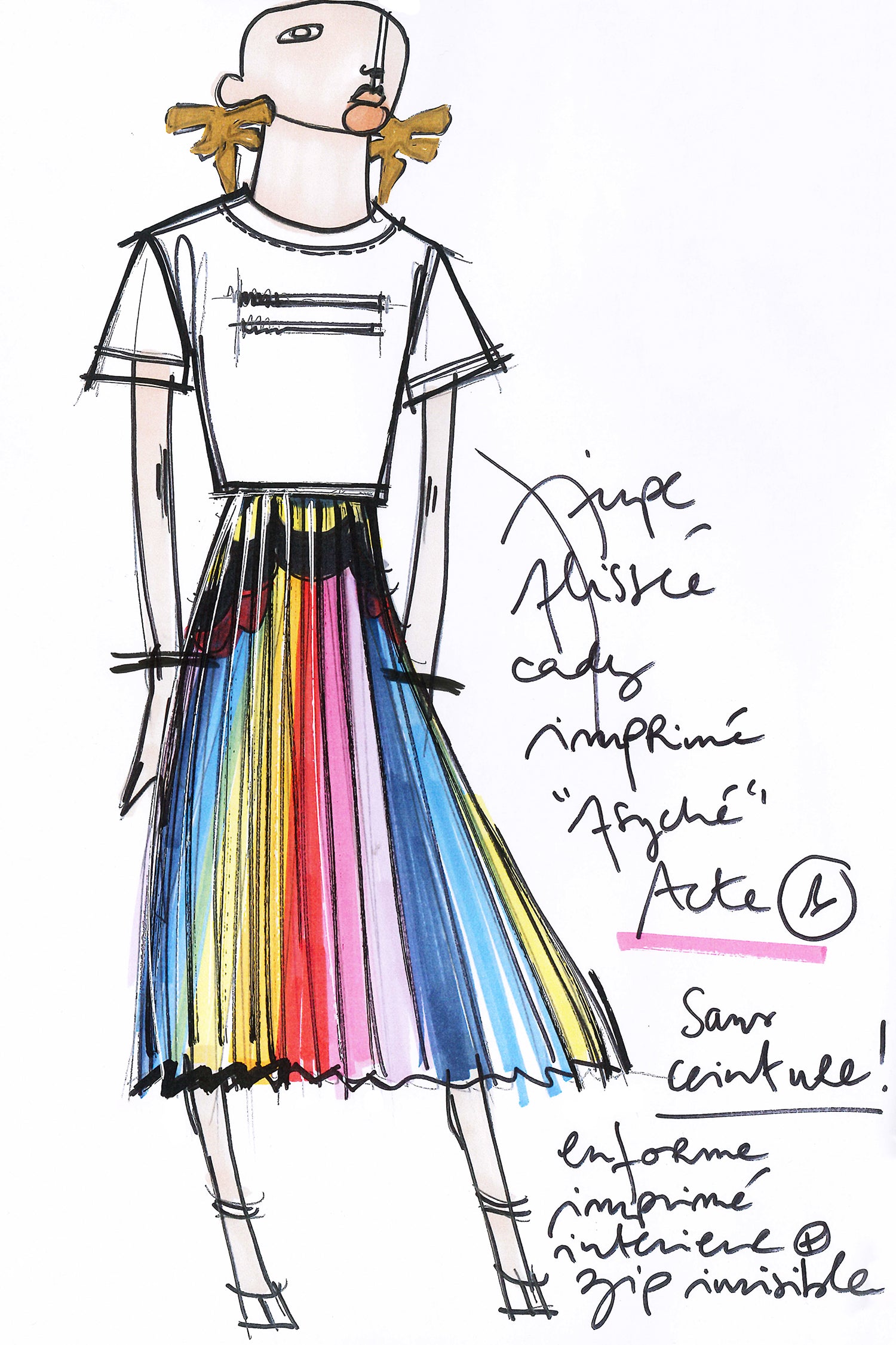 Patou - Psychedelic pleated maxi skirt - A Psychedelic World - A joyful rainbow of Patou brights over couture sunray pleats. Multicoloured cady pleated maxi skirt. Featuring Act 1’s hand-drawn psychedelic-style print. Zip fastening at the side.