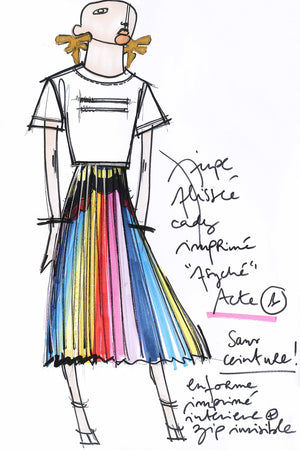 Psychedelic pleated maxi skirt