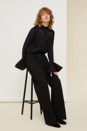 Embroidered silk top