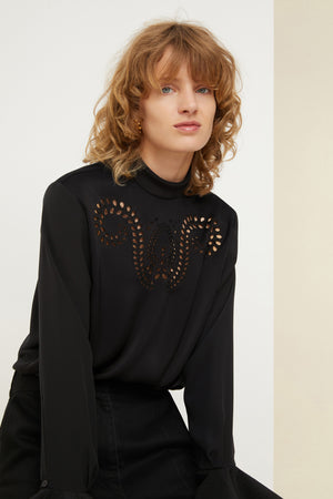 Embroidered silk top