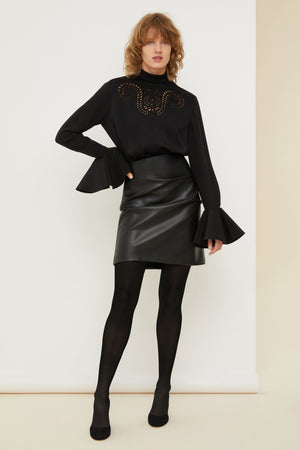 Embroidered silk top