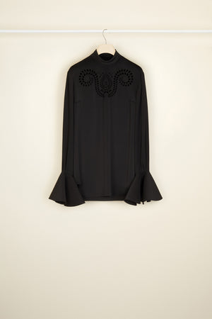 Embroidered silk top