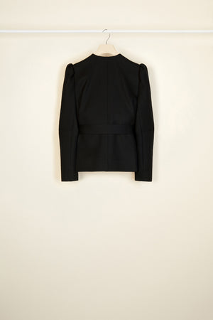 Embroidered cropped tricotine wool jacket