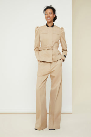 Cropped gabardine jacket in organic cotton