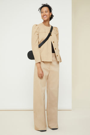 Cropped gabardine jacket in organic cotton
