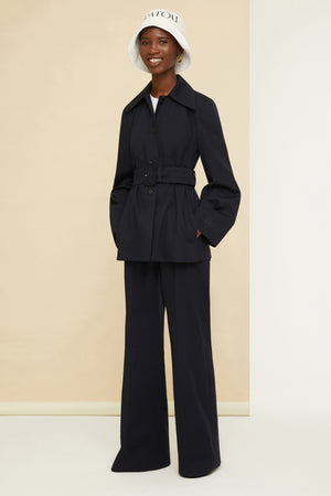 Belted jacket in organic cotton