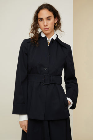 Belted jacket in organic cotton