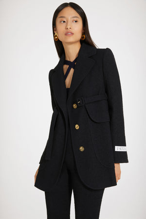 Veste longue en tweed de coton bio mélangé