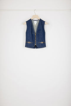 Zip-front waistcoat in organic cotton denim