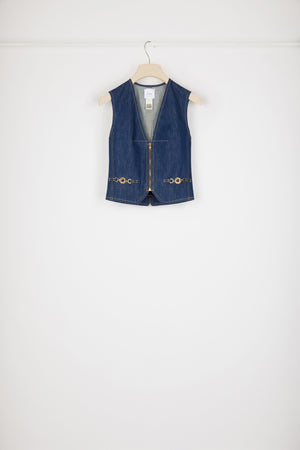 Gilet con zip in denim bio