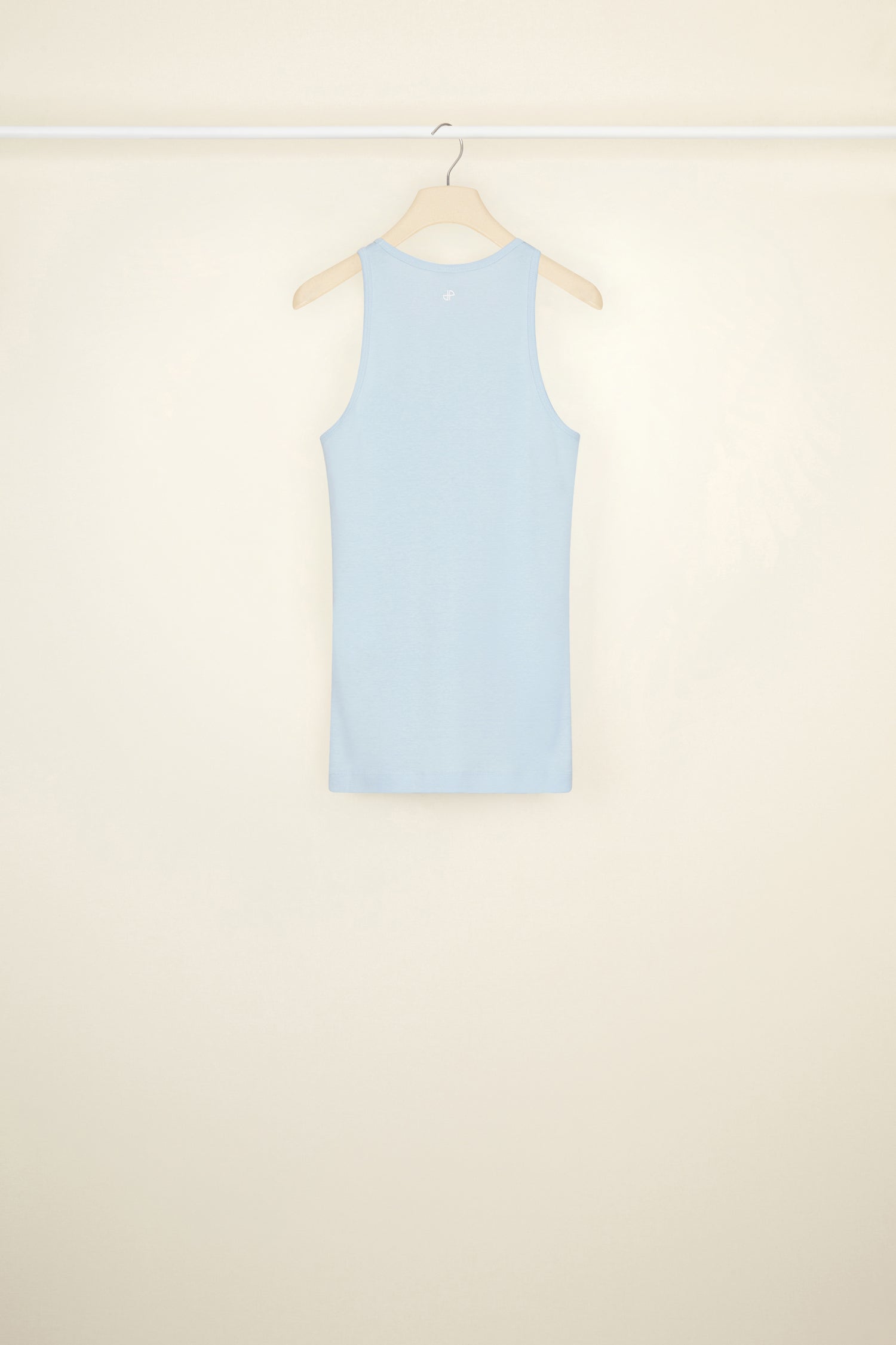 Patou - Patou tank top in organic cotton - Aurora - Everyday Patou in every single hue.Aurora light blue organic cotton tank top. Scoop neckline. Patou lettering logo in white at the front. White JP monogram at the back.