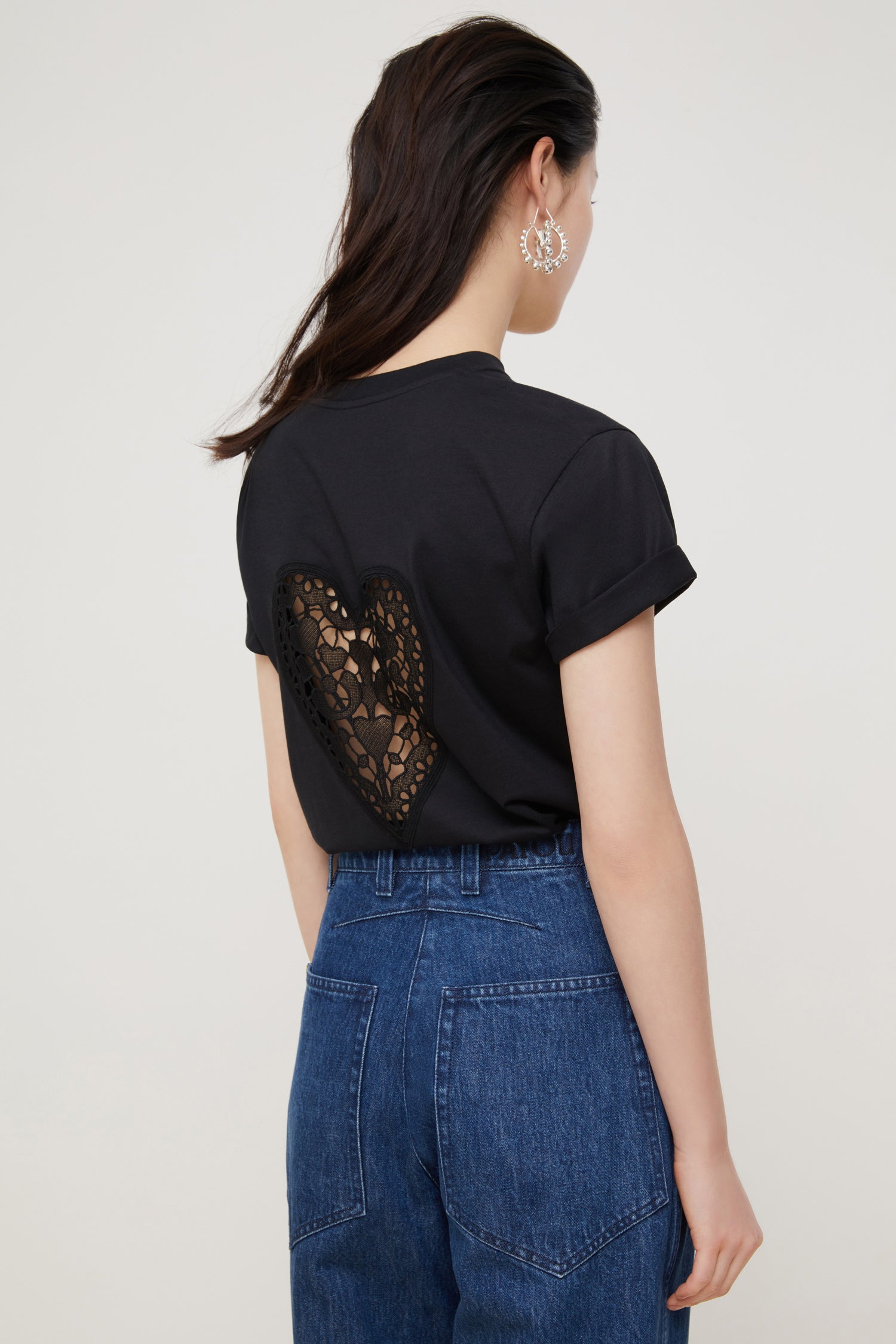 Patou - Heart cut-out organic cotton tee - Black - Patou says: follow your heart.Black organic cotton tee. Patou label on the sleeve. Cut-out heart embroidery at the back. Japan exclusive!