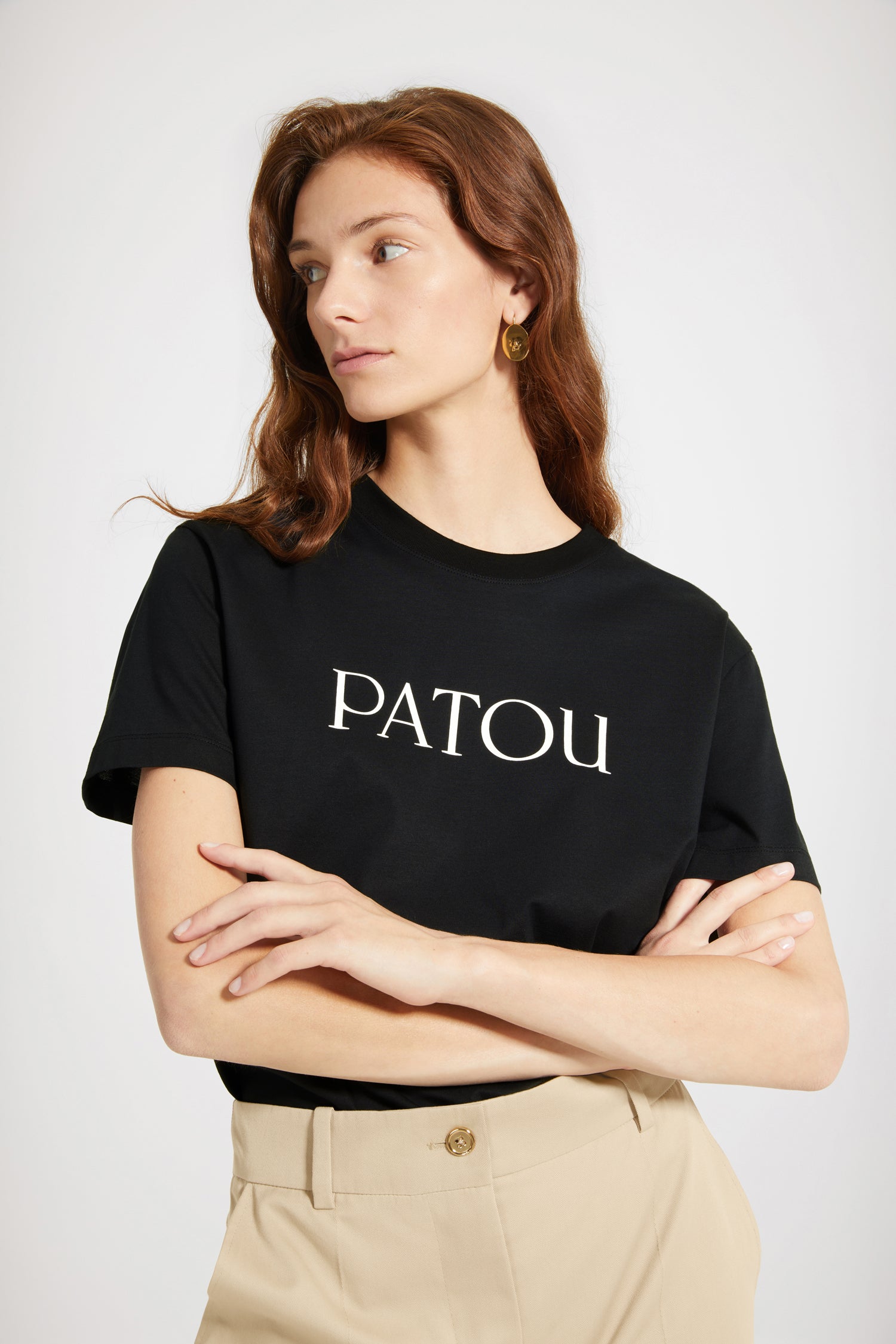 Patou logo t-shirt in organic cotton - Black - XXS