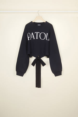 Cropped grosgrain sweatshirt in organic cotton