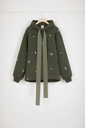 Embroidered hoodie in organic cotton