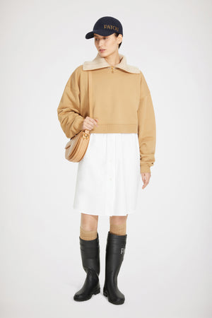 Sweatshirt-Kleid im Materialmix aus Bio-Baumwolle