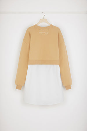 Sweatshirt-Kleid im Materialmix aus Bio-Baumwolle