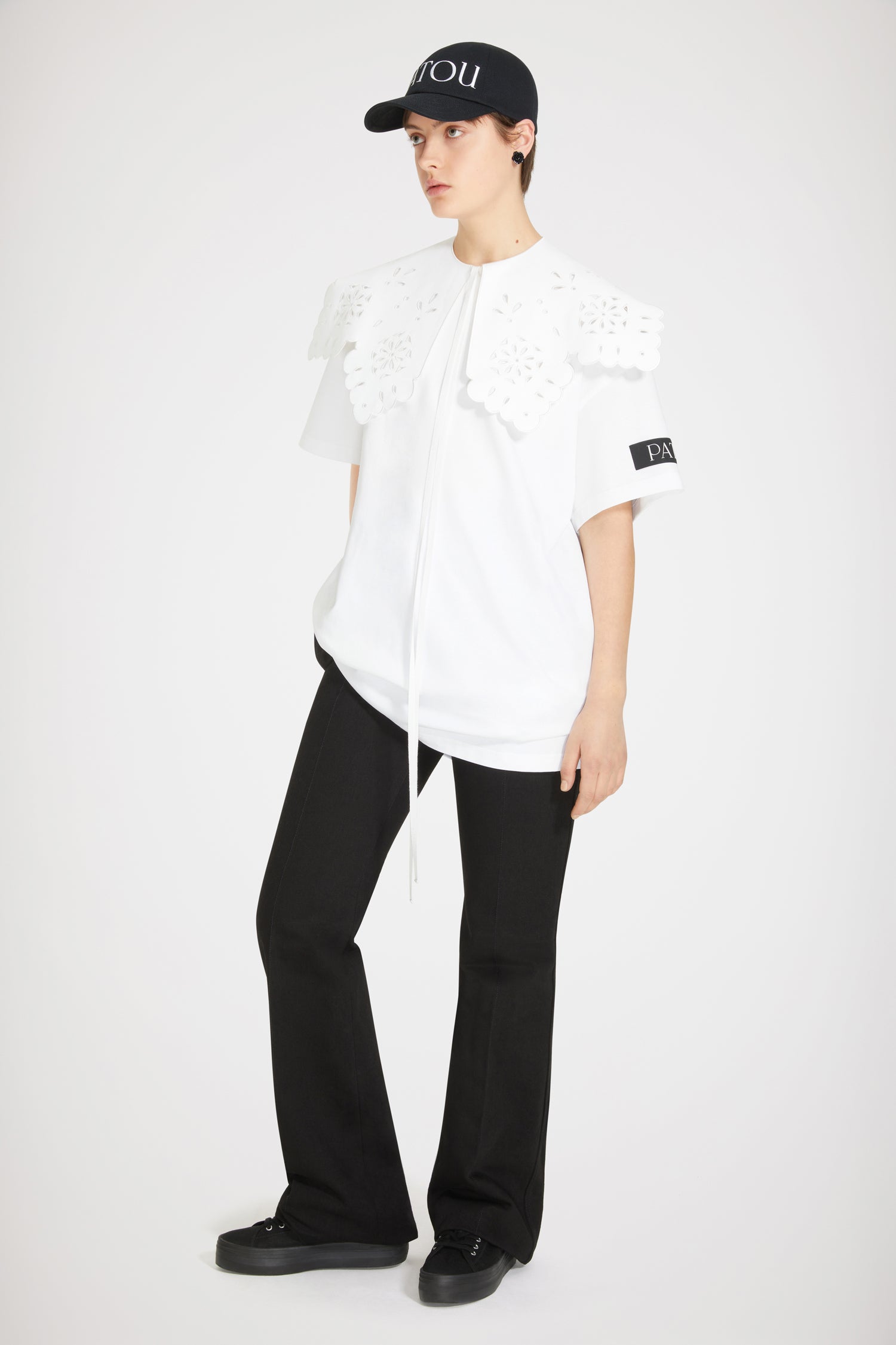 *関税込*PATOU オーガニックコットン カラー Tシャツドレス Patou | オーガニックコットン デタッチャブルカラー Tシャツドレス