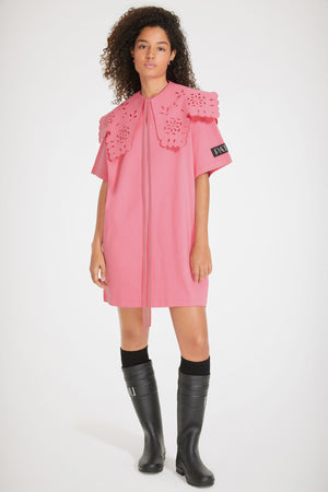 Detachable collar t-shirt dress in organic cotton