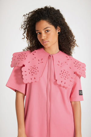 Detachable collar t-shirt dress in organic cotton