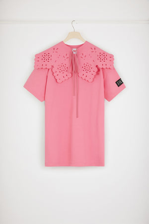 Detachable collar t-shirt dress in organic cotton