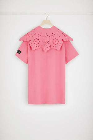 Detachable collar t-shirt dress in organic cotton