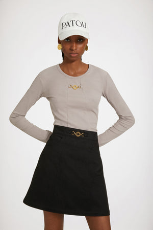 Medallion-embellished top in organic cotton