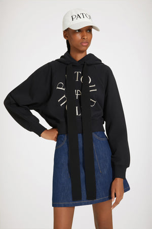 Medallion logo cropped hoodie in organic cotton