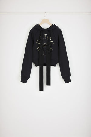 Medallion logo cropped hoodie in organic cotton