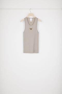 Medallion-embellished tank top in organic cotton