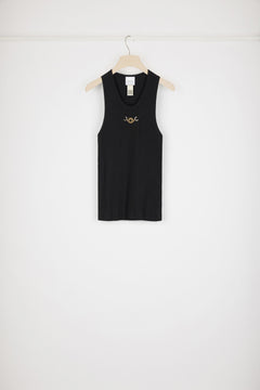 Medallion-embellished tank top in organic cotton