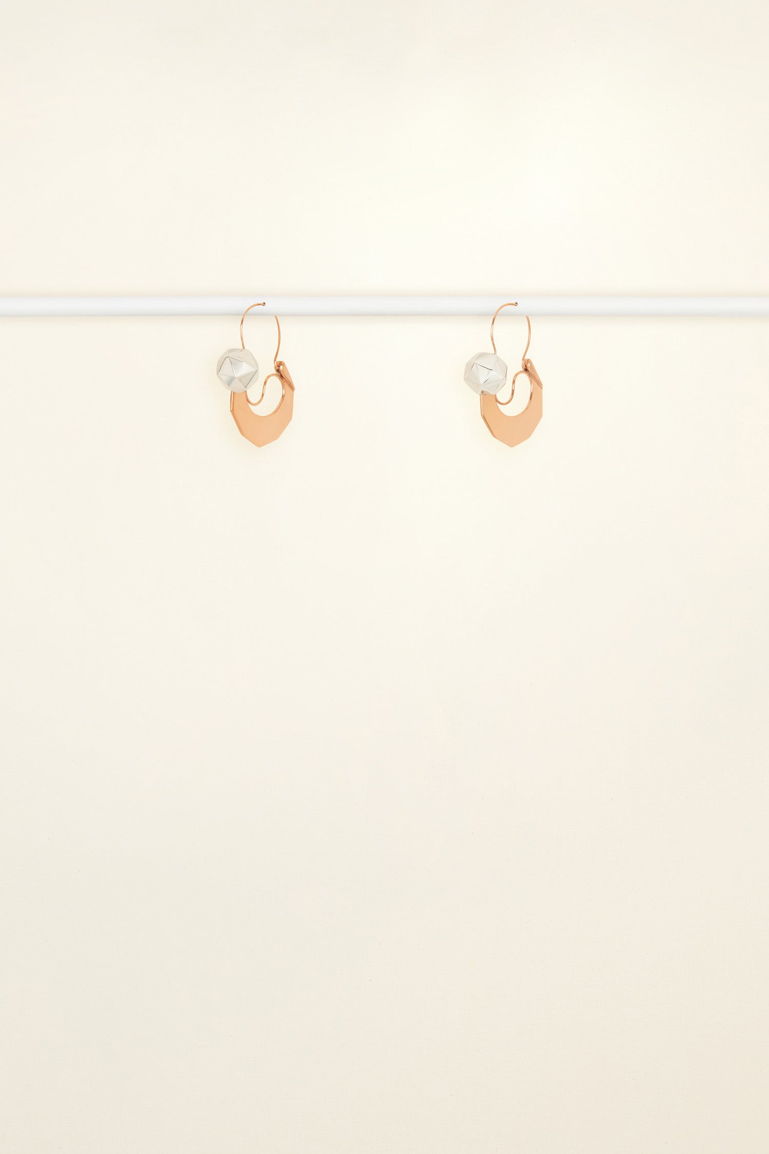 Patou - Small Facet Hoop Earrings - Copper and Silver - Copper and Silver - Small Facet Hoop Earrings