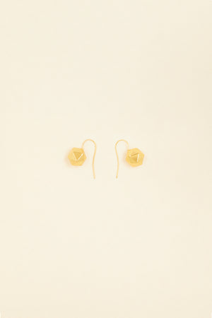 Faceted bead brass earrings