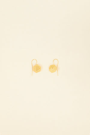 Faceted bead brass earrings