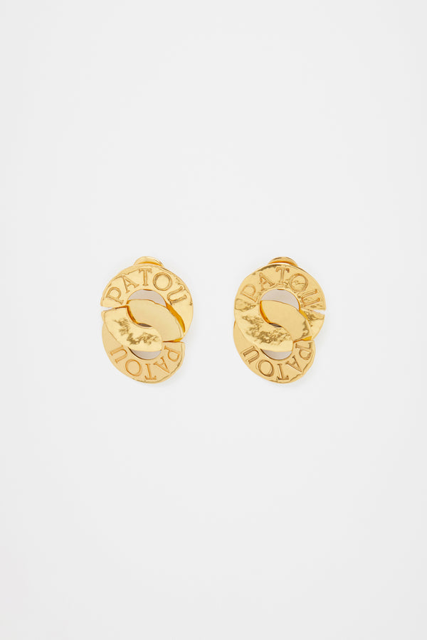 Patou - Double coin earrings in gold-plated brass