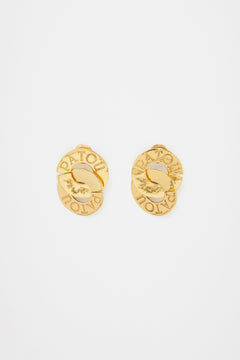 Double coin earrings in gold-plated brass