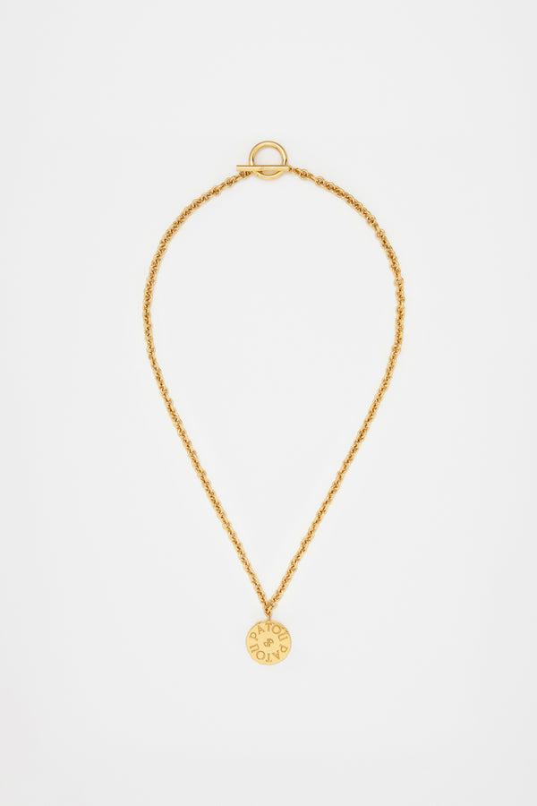Patou - Coin pendant necklace in gold-plated brass