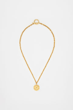 Coin pendant necklace in gold-plated brass