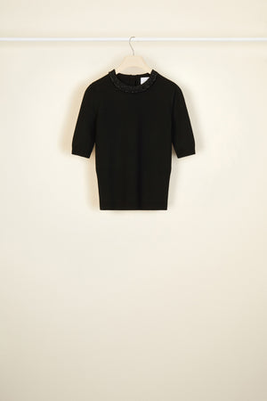 Embellished short-sleeved jumper