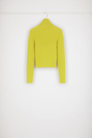 High neck rib knit wool blend jumper