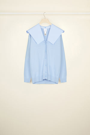 Oversize-Cardigan aus recycelter Wolle mit abnehmbarem Kragen