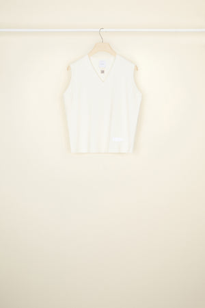 Maglione smanicato in misto lana ecosostenibile