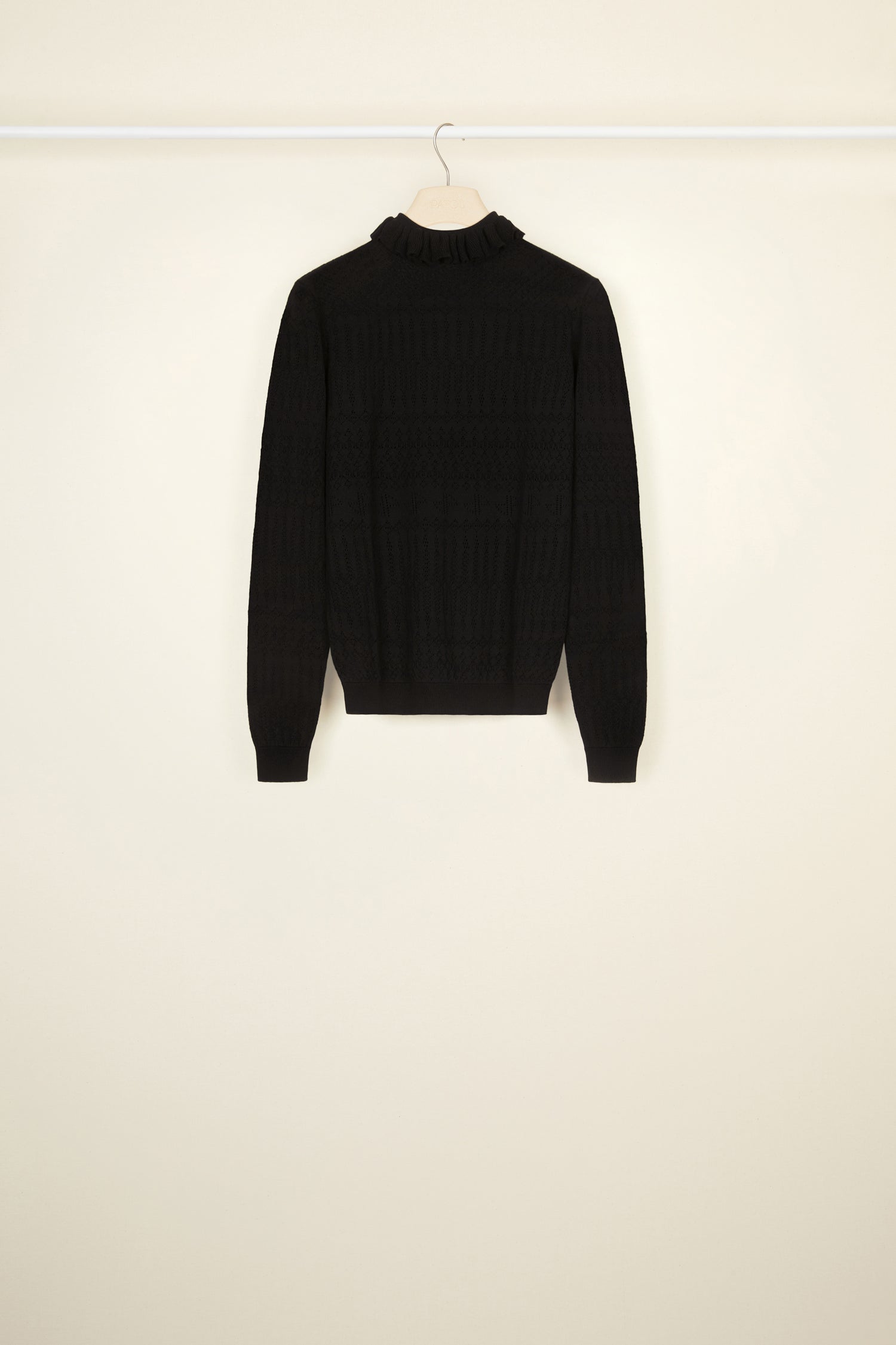 Patou Ruffle collar open knit jumper in organic cotton - Main Image