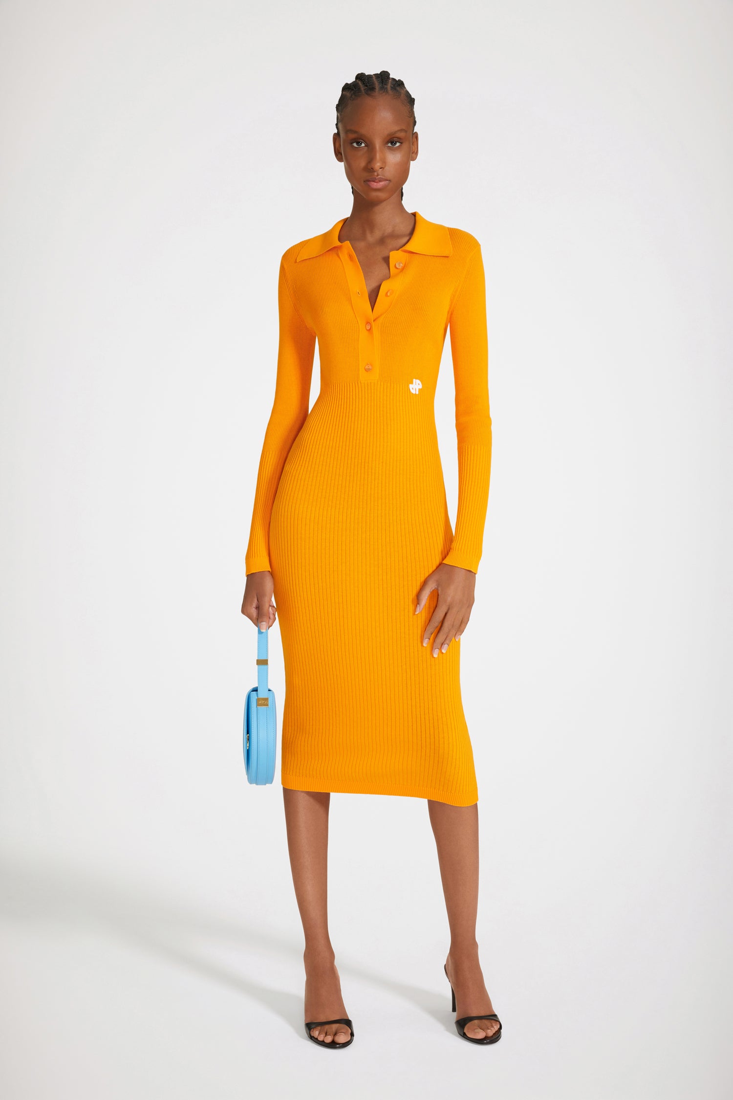 Knit polo midi dress in organic cotton - Marigold